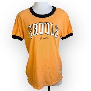 VS Victoria's Secret PINK Ringer Tee Halloween Ghouls Glow in The Dark‎ Small